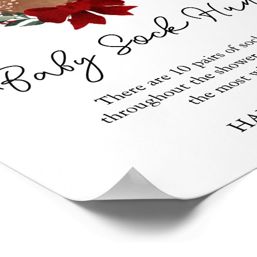 Oh Deer Winter Groen Baby Sock Hunt spel Poster (Hoek)