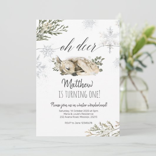 Oh Deer Winter invitation anniversaire (Debout devant)
