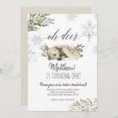 Oh Deer Winter invitation anniversaire (Devant / Derrière)