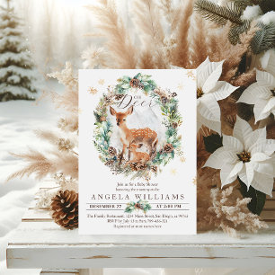Oh Deer Winter Woodland Snow Baby shower Kaart