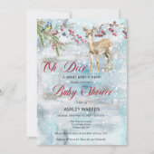 Oh Deer Woodland Animals Winter Boy Baby shower Kaart (Voorkant)