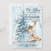 Oh Deer Woodland Animals Winter Kerstfeest Kaart (Voorkant)