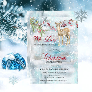 Oh Deer Woodland Animals Winter Kerstfeest Kaart