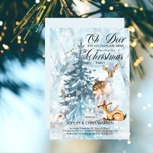 Oh Deer Woodland Animals Winter Kerstfeest Kaart