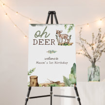 Oh Deer Woodland Baby Deer Birthday Affiche de bie