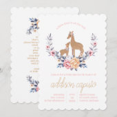 Oh Deer Woodland Baby Girl Shower Invitations (Devant / Derrière)