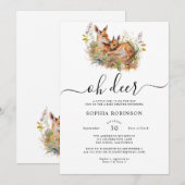 Oh Deer Woodland Baby shower Kaart (Voorkant / Achterkant)