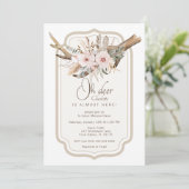 Oh Deer Woodland Baby shower Uitnodiging - Boho Fl (Staand voorkant)