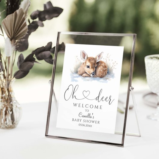 Oh Deer Woodland Winter Baby shower Poster