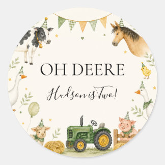 Oh Deere Farm Eerste Verjaardag 3" Ronde Sticker
