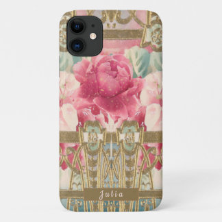 Oh dus Girly Pink en Gold Floral iPhone 11 Hoesje