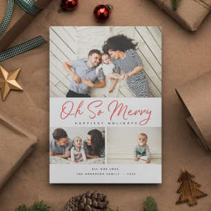 Oh dus Merry Red Script Collage 3 Fotokerstmis Feestdagenkaart