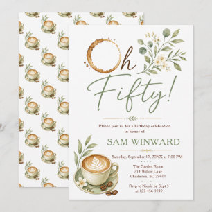 Oh Fifty Green Botanische Koffie Verjaardag Kaart