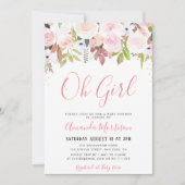 OH FILLE | invitation au baby shower floral (Devant)