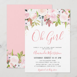 OH FILLE   invitation au baby shower floral
