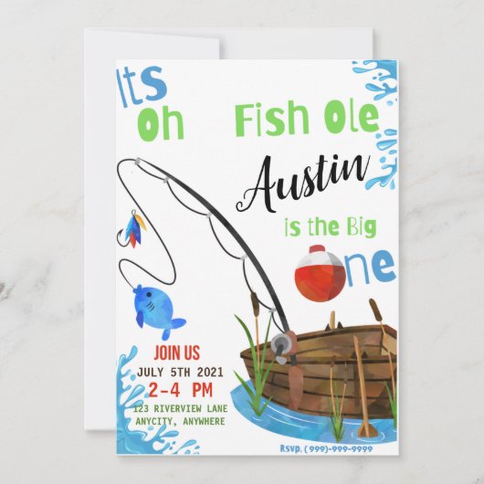 Oh FishOle Birthday Invitation Kaart (Voorkant)