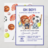 Oh Garçon ALL STAR SPORT Baby shower Invitation (Devant / Derrière)