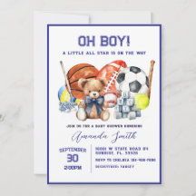 Oh Garçon ALL STAR SPORT Baby shower Invitation