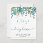 Oh garçon aquarelle Baby shower floral Invitation (Devant)