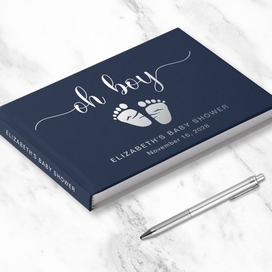 Oh Garçon Argent Foil Bleu bébé pieds garçon douch