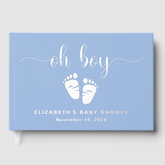 Oh Garçon Argent Foil Bleu bébé pieds garçon douch (Recto)