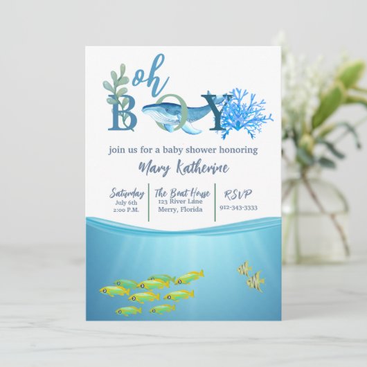 Oh garçon Baby requin Invitation (Debout devant)