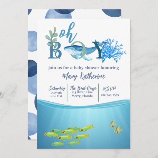 Oh garçon Baby requin Invitation (Devant / Derrière)