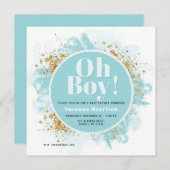 Oh garçon Baby shower Blue Invitation (Devant / Derrière)
