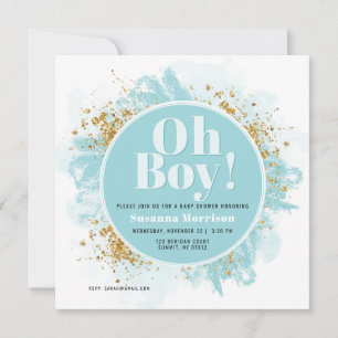 Oh garçon Baby shower Blue Invitation