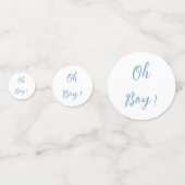 Oh garçon baby shower simple confetti bleu (Devant)