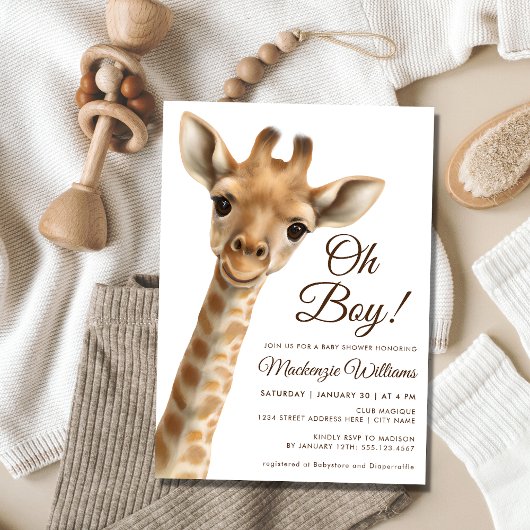 Oh garçon bébé Giraffe Baby shower Invitation