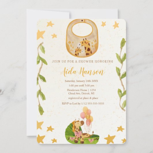 Oh garçon bébé Giraffe Baby shower Invitation (Devant)