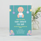 Oh Garçon Bébé jouets bleu baby shower Invitation (Debout devant)