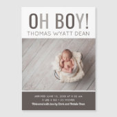Oh garçon Faire-part de naissance photo magnétique (Devant)