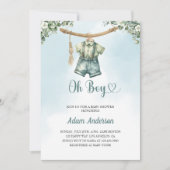Oh garçon Invitation Baby shower - Aquarelle tenue (Devant)