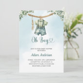 Oh garçon Invitation Baby shower - Aquarelle tenue (Debout devant)