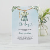 Oh garçon Invitation Baby shower - Aquarelle tenue (Debout devant)