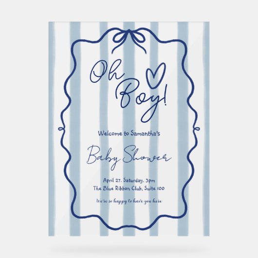 Oh garçon mignon Baby shower bleu Whimsical Froste (Recto)