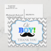Oh garçon Mustache Baby shower Merci carte postale (Devant / Derrière)