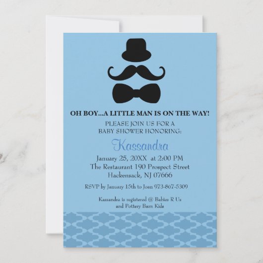 Oh garçon... Mustache Boy Baby shower Invitation (Devant)
