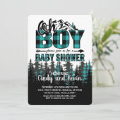 Oh Garçon Turquoise Plaid Baby shower Invitation (Debout devant)
