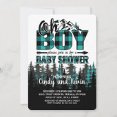 Oh Garçon Turquoise Plaid Baby shower Invitation (Devant)