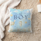 Oh Garçon Under the Sea Baby Birth Stats Coussin (Couverture)