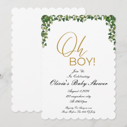 OH GARY baby shower invitation (Devant / Derrière)