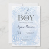 Oh Gary Winter Boy Baby shower Invitation Blue (Devant)