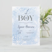 Oh Gary Winter Boy Baby shower Invitation Blue (Debout devant)