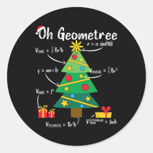 Oh geometree leuk kerstboom geometrie wiskunde tea ronde sticker
