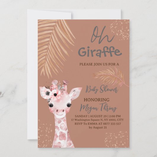 Oh Giraffe Safari baby shower Kaart (Voorkant)