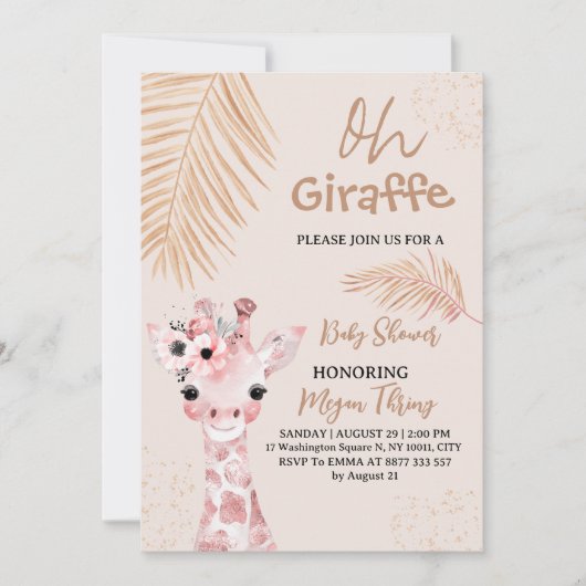Oh Giraffe Safari baby shower Kaart (Voorkant)