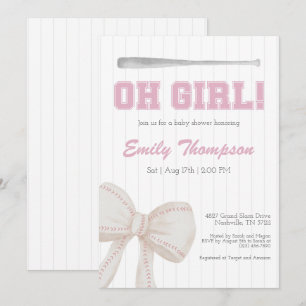 Oh Girl Baseball Baby shower Kaart
